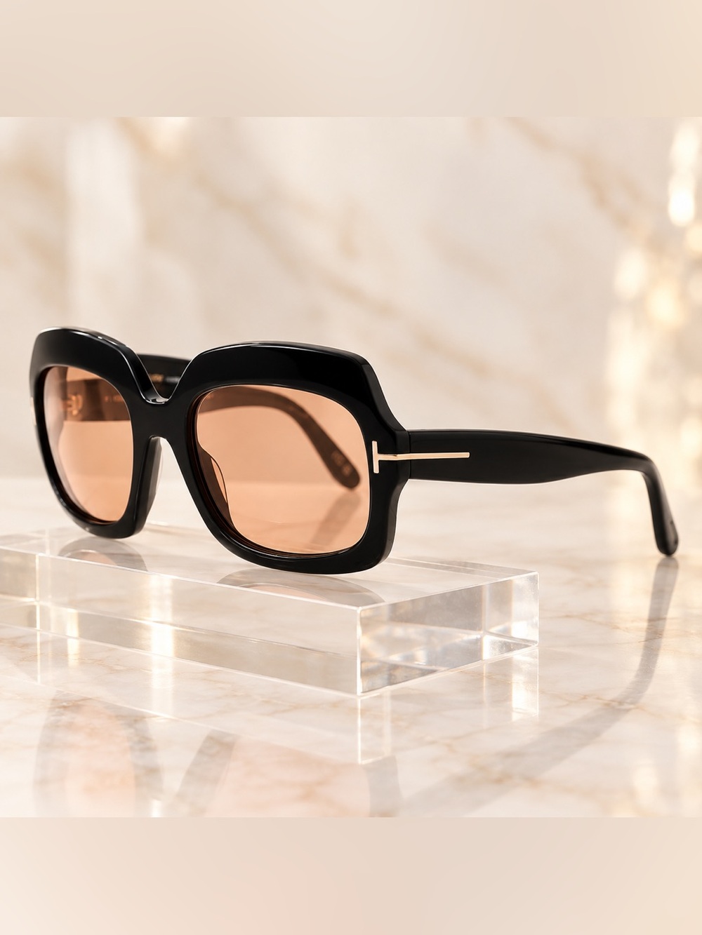 Tom Ford FT1155 05E Black Oversized Sunglasses Brown Lenses 60mm